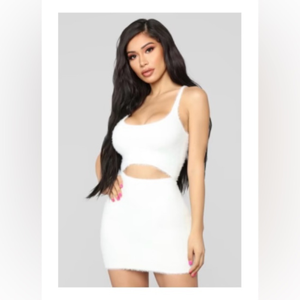 Cut To The Chase Fuzzy Dress - White